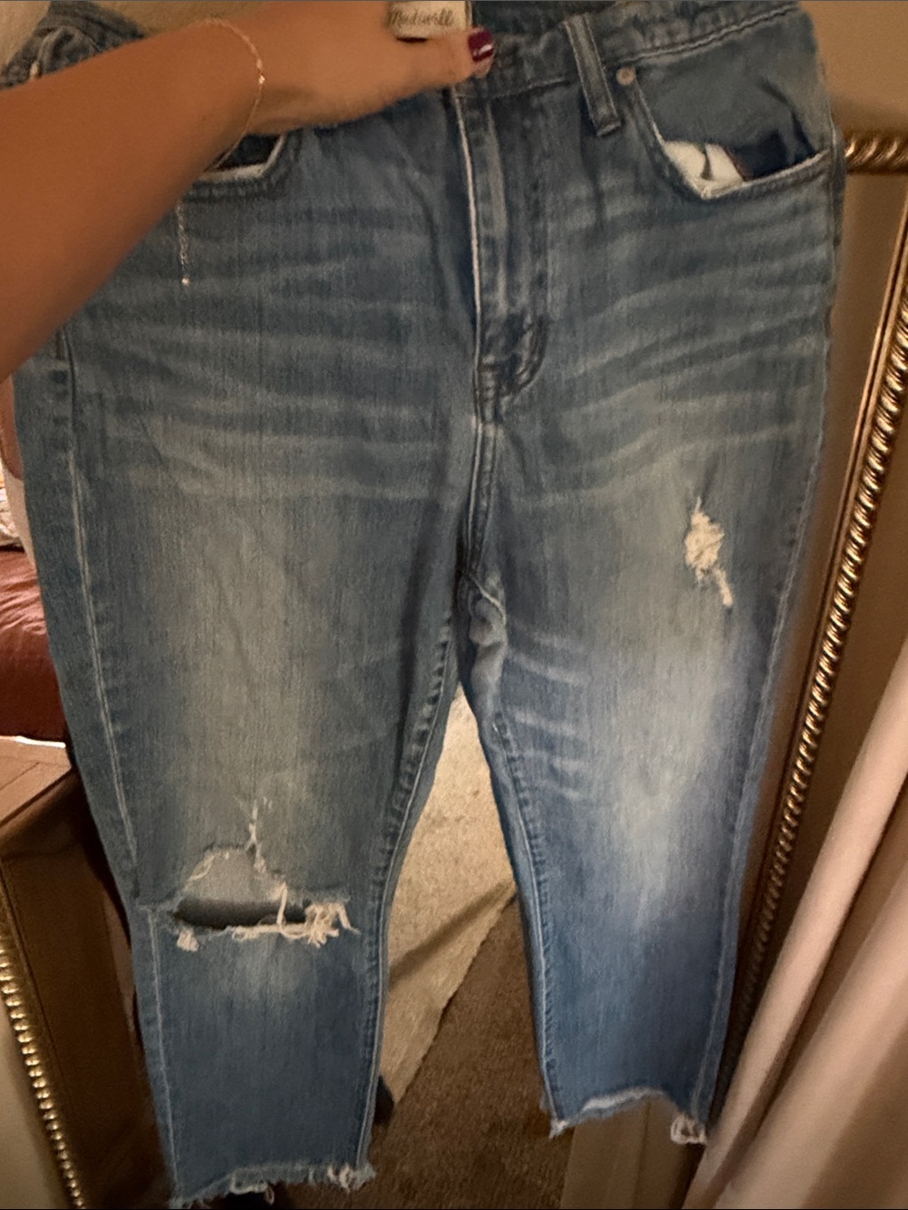 Madewell Light Blue Distressed Ankle Jeans
